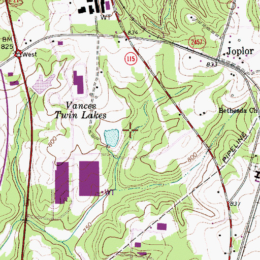Topographic Map of Vance Pond Number Two, NC
