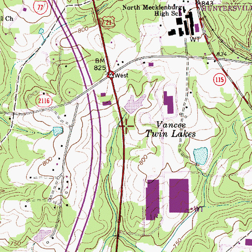 Topographic Map of Vance Pond Number One, NC