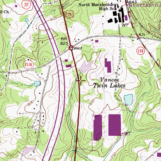 Topographic Map of Vance Pond Dam Number One, NC