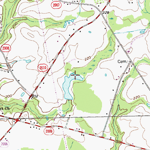 Topographic Map of Bakers Pond, NC
