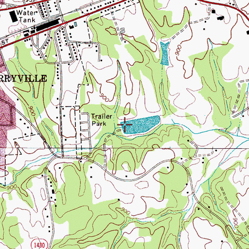 Topographic Map of Cherryville City Reservoir Dam, NC