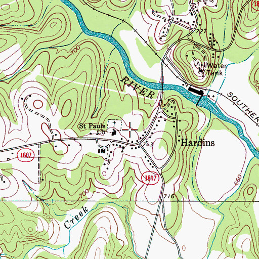 Topographic Map of Dallas Lake Dam, NC