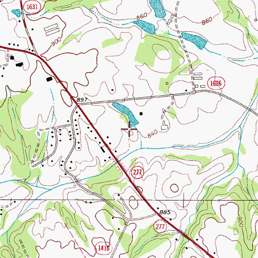 Topographic Map of Beam Lake Dam, NC