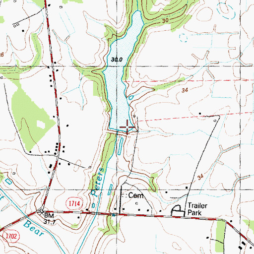 Topographic Map of Rudy Hill Dam, NC
