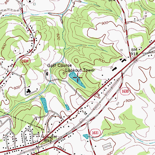 Topographic Map of Cherryville Country Club Lake, NC