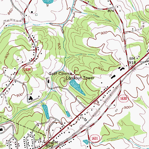 Topographic Map of Cherryville Country Club Lake Dam, NC