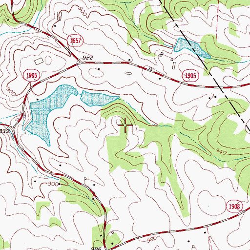 Topographic Map of Cedar Lake Dam, NC