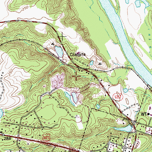 Topographic Map of A J White Dam, NC