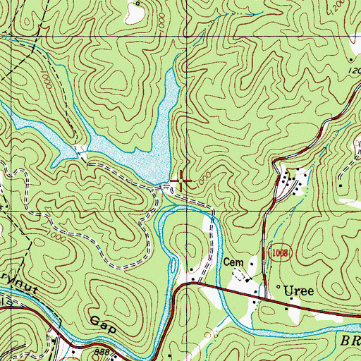 Topographic Map of Hickory Nut Lower Dam, NC