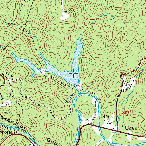 Topographic Map of Hickory Nut Upper Lake, NC