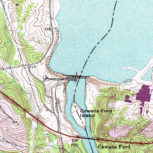 Topographic Map of Cowans Ford Dam, NC