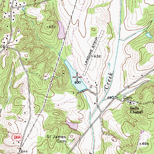 Topographic Map of Twin Oaks Farm Lake, NC