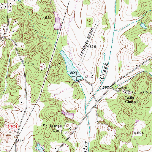 Topographic Map of Twin Oaks Farm Lake Dam, NC