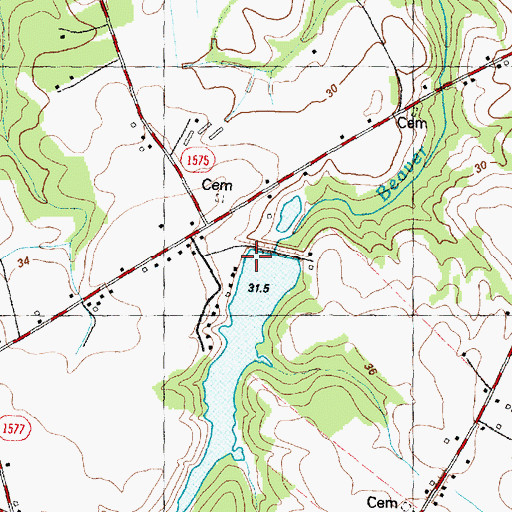 Topographic Map of Wayne County Wildlife Pond Dam, NC