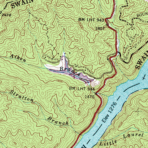 Topographic Map of Cheoah Valley Lake, NC
