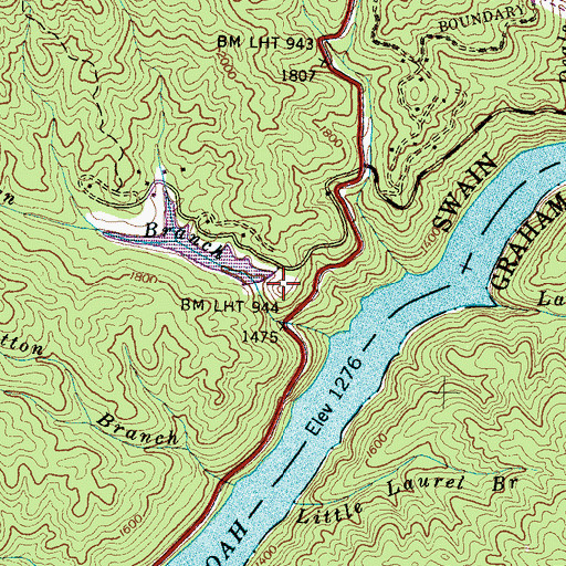 Topographic Map of Cheoah Valley Dam, NC