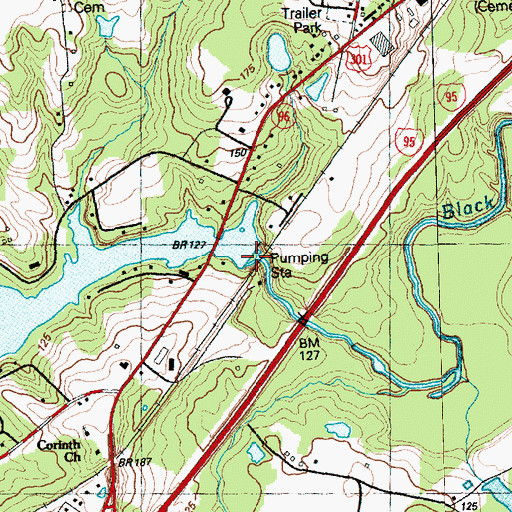 Topographic Map of Holts Pond Dam, NC