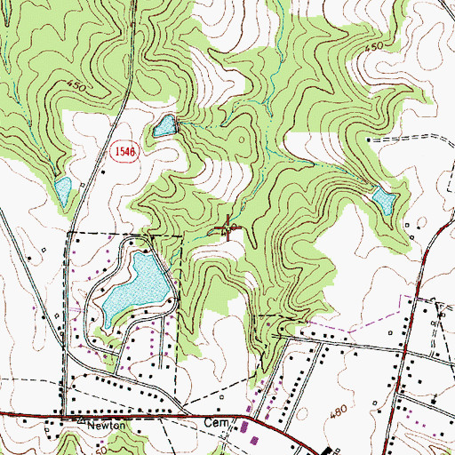 Topographic Map of James Hoover Johnson Pond Dam, NC