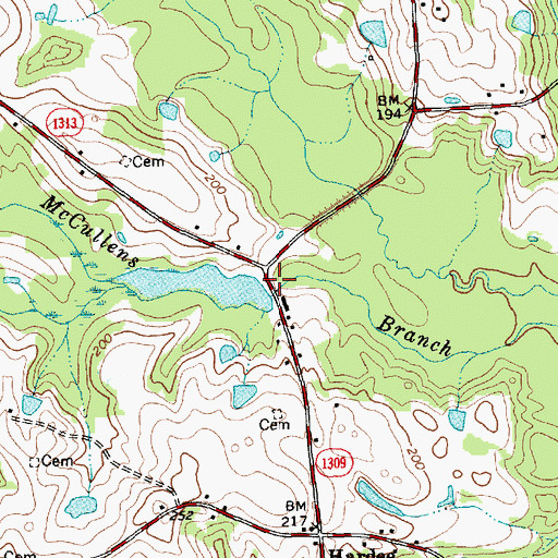 Topographic Map of Massengill Mill Pond, NC