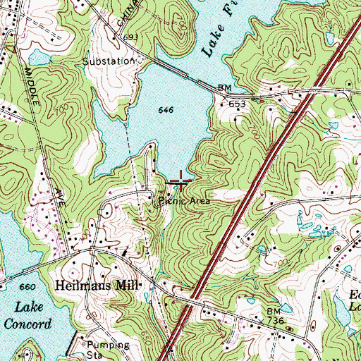 Topographic Map of Lake Fisher Dam, NC