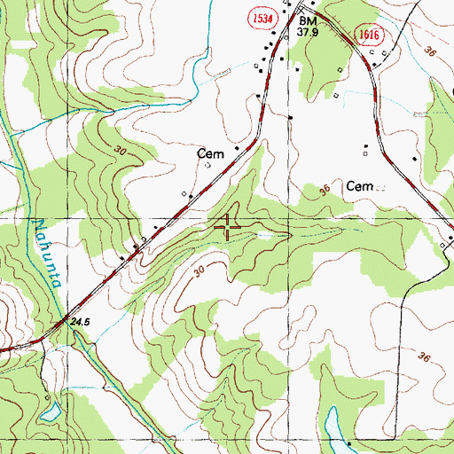 Topographic Map of Charles Norwood Lake Dam, NC