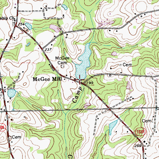 Topographic Map of McGee Pond, NC