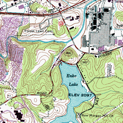 Topographic Map of Enka Lake Dam, NC