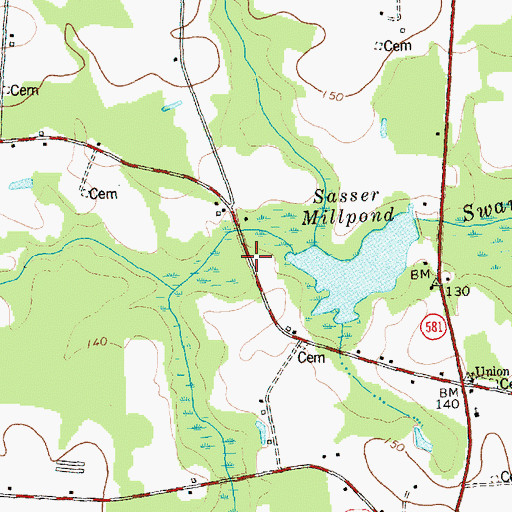 Topographic Map of Aycock Millpond Dam, NC