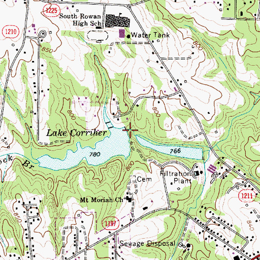 Topographic Map of Lake Corrier Dam, NC