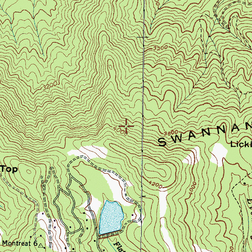 Topographic Map of Flat Top Mountain Lake, NC