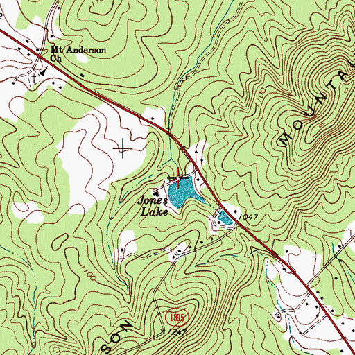Topographic Map of Jones Lake Dam, NC