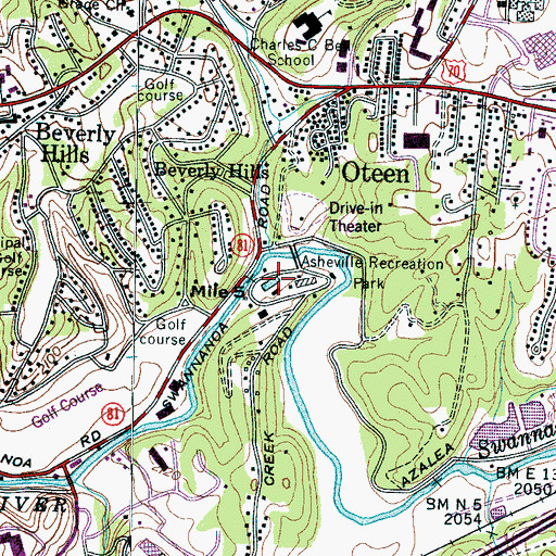 Topographic Map of Asheville Recreation Park Lake, NC