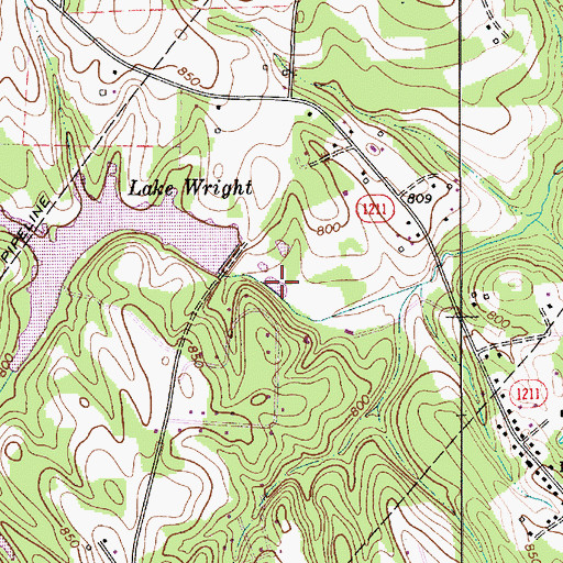 Topographic Map of Landis Water Reservoir Lake, NC