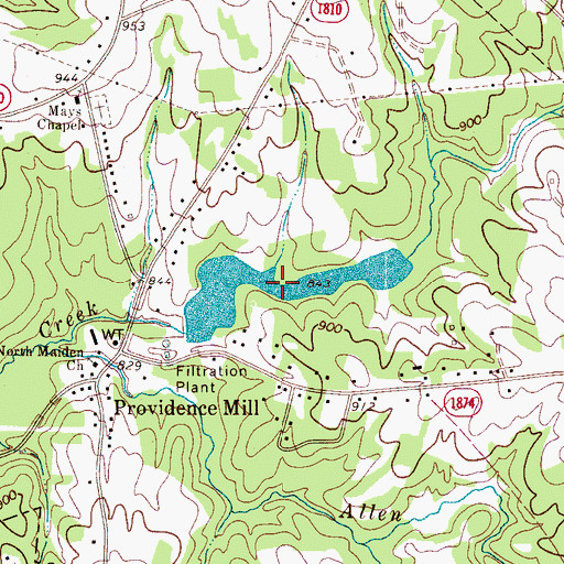 Topographic Map of Maiden Water Plant Lake, NC