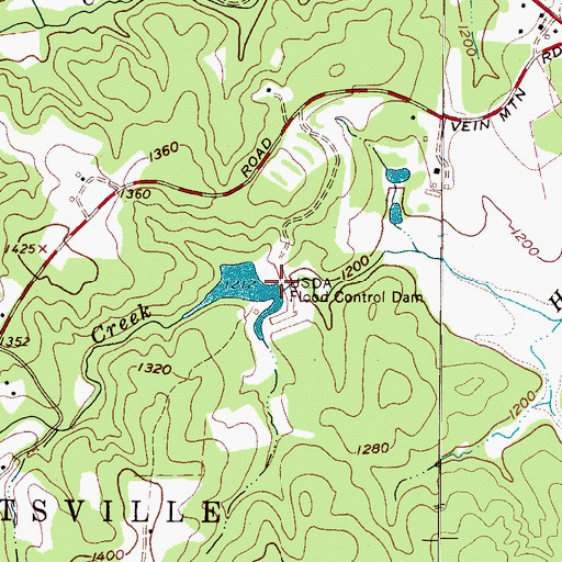 Topographic Map of Structure Number Nineteen Dam, NC