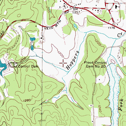 Topographic Map of Muddy Creek B S A Lake, NC