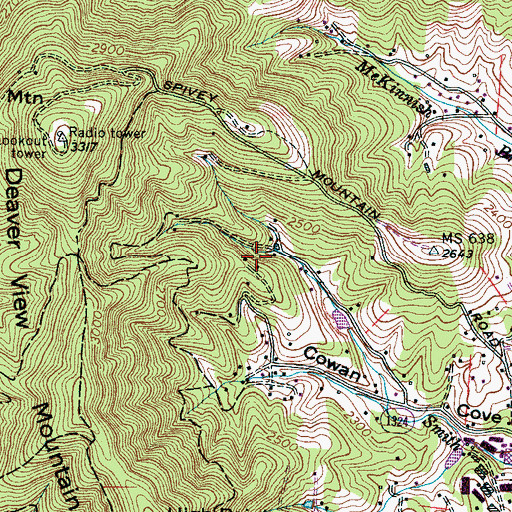 Topographic Map of J and J Trout Lake, NC