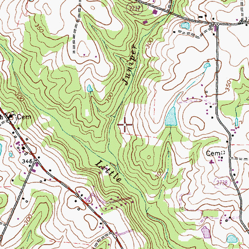 Topographic Map of Julians Lake Dam, NC