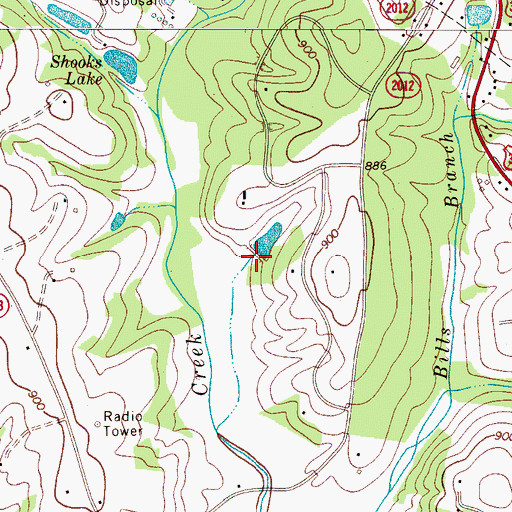 Topographic Map of Knolls Association Lake, NC