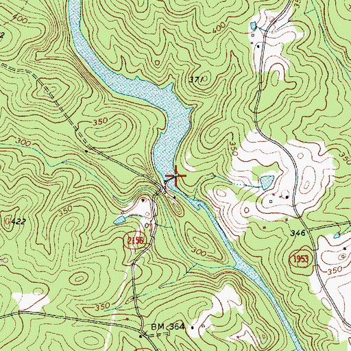 Topographic Map of Reeves Lake Dam, NC