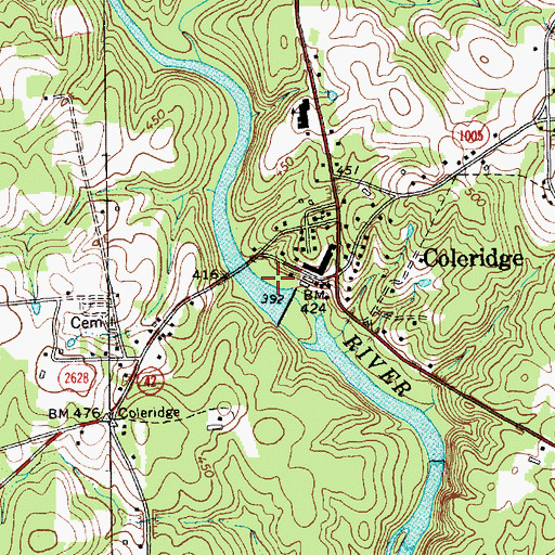 Topographic Map of D B Walker Shoe Company Dam, NC