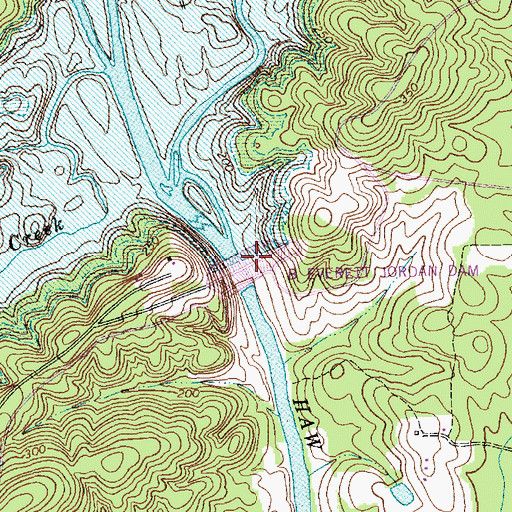 Topographic Map of B Everett Jordan Dam, NC