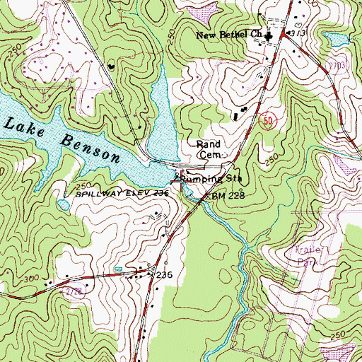Topographic Map of Lake Benson Dam, NC