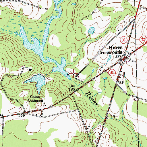 Topographic Map of Atkinson Mill Pond, NC