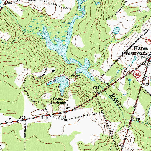 Topographic Map of Atkinson Lake Dam, NC