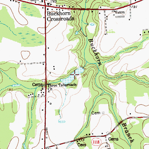 Topographic Map of Hinnants Lake, NC