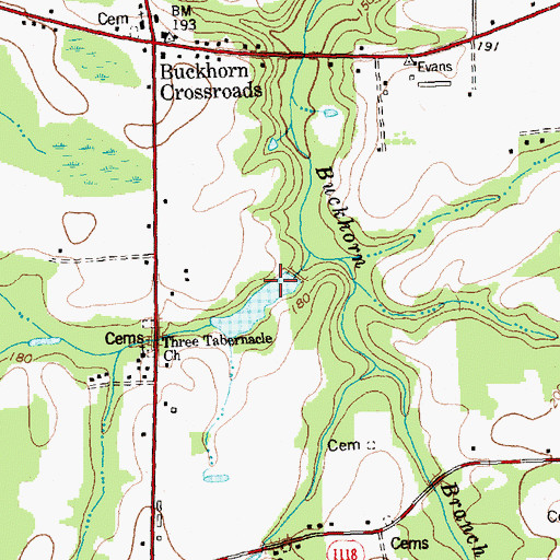 Topographic Map of Hinnants Lake Dam, NC