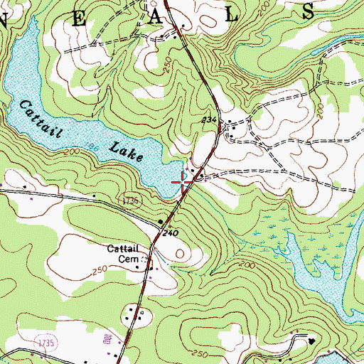 Topographic Map of Cattail Pond Dam, NC