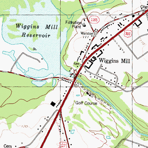 Topographic Map of Wiggins Millpond Dam, NC