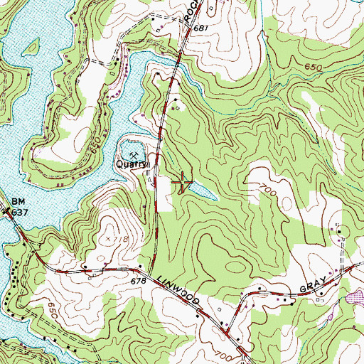 Topographic Map of Clodfelter Lake Dam, NC